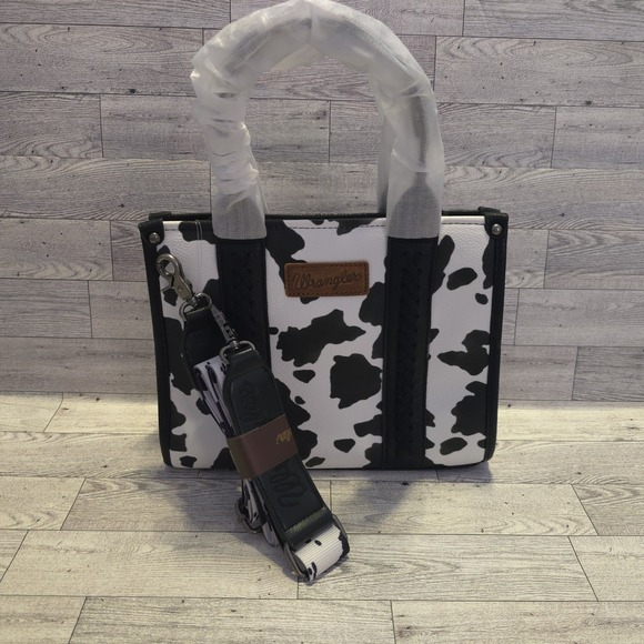 Wrangler Handbags - Wrangler Cow Print Concealed Carry Western Tote Crossbody Handbag